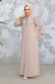 Modest Beige Abaya 45274BEJ - 3