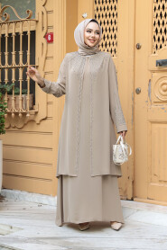 Modest Beige Abaya Dress 29131BEJ - 2