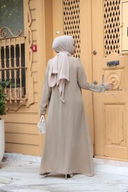 Modest Beige Abaya Dress 29131BEJ - 4
