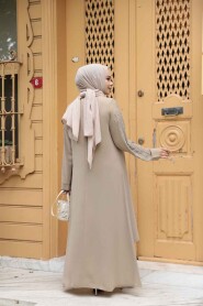 Modest Beige Abaya Dress 29132BEJ - 5