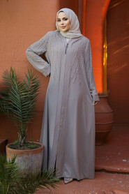 Modest Beige Abaya For Women 29111BEJ - 3