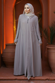 Modest Beige Abaya For Women 29111BEJ - 4