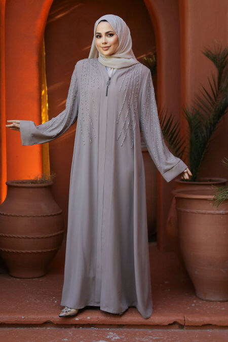 Modest Beige Abaya For Women 29111BEJ - NEVA STYLE