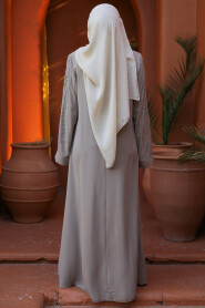 Modest Beige Abaya For Women 29111BEJ - 5