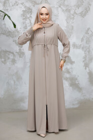 Modest Beige Abaya For Women 81291BEJ - 3