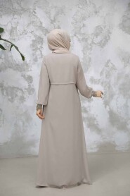 Modest Beige Abaya For Women 81291BEJ - 4