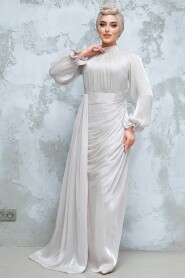 Modest Beige Bridal Dress 4934BEJ - 2