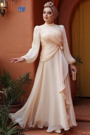 Modest Beige Bridal Dress 51641BEJ - 1