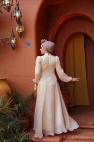 Modest Beige Bridal Dress 51641BEJ - 4