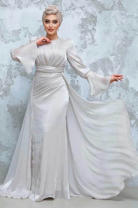 Modest Beige Bridesmaid Dress 4986BEJ - NEVA STYLE