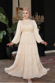 Modest Beige Bridesmaid Dress 52981BEJ - 2