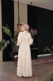 Modest Beige Bridesmaid Dress 52981BEJ - 4