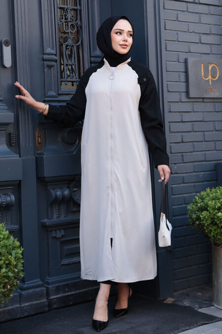 Modest Beige Cardigan 15200BEJ - NEVA STYLE