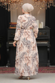 Modest Beige Chiffon Floral Dresses 50355BEJ - 6