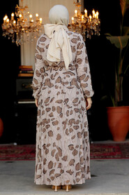 Modest Beige Chiffon Long Dresses 50354BEJ - 3