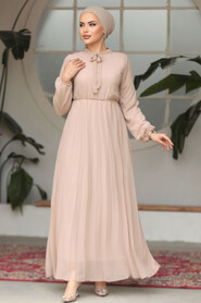 Modest Beige Chiffon Maxi Dresses 50351BEJ - 1