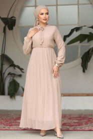 Modest Beige Chiffon Maxi Dresses 50351BEJ - 2