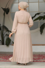 Modest Beige Chiffon Maxi Dresses 50351BEJ - 3