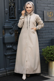 Modest Beige Coat 62091BEJ - 3