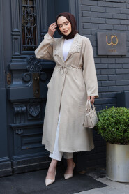 Modest Beige Coat 6714BEJ - 2