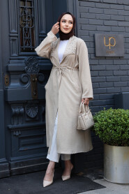 Modest Beige Coat 6714BEJ - 3
