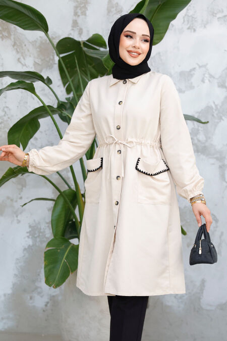 Modest Beige Coat 91781BEJ - NEVA STYLE