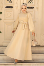 Modest Beige Dress 23102BEJ - 2