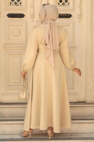 Modest Beige Dress 23102BEJ - 4