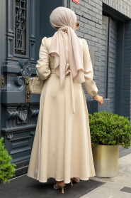 Modest Beige Dress 23123BEJ - 3