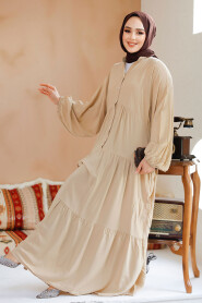 Modest Beige Dress For Women 20612BEJ - 2