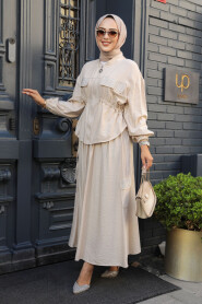 Modest Beige Dual Skirt Suit 14225BEJ 