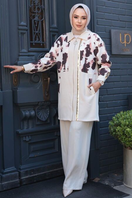 Modest Beige Dual Suit 14325BEJ - NEVA STYLE