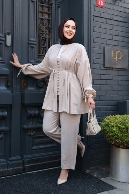 Modest Beige Dual Suit 19031BEJ - NEVA STYLE