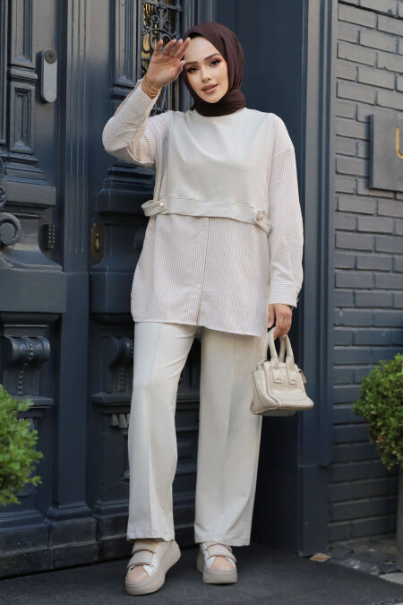 Modest Beige Dual Suit 20084BEJ - NEVA STYLE