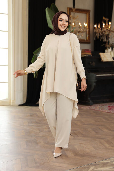 Modest Beige Dual Suit 20253BEJ - NEVA STYLE
