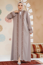 Modest Beige Dubai Abaya 29112BEJ - 3