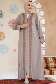 Modest Beige Dubai Abaya 29112BEJ - 2