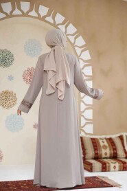 Modest Beige Dubai Abaya 29112BEJ - 4