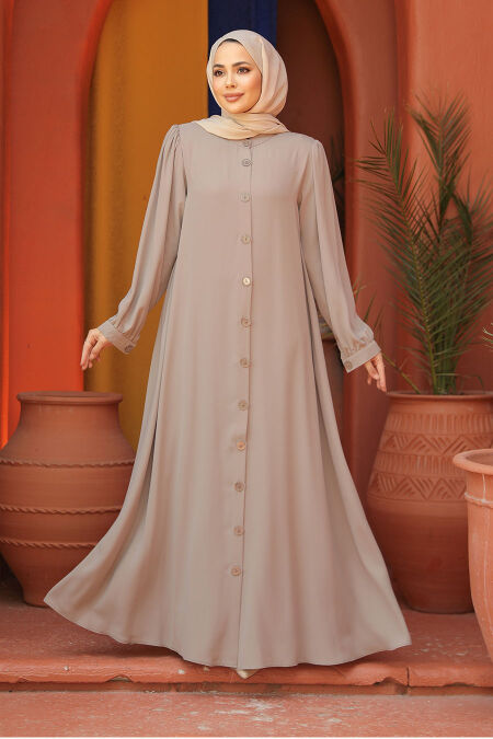 Modest Beige Dubai Abaya 45283BEJ - NEVA STYLE