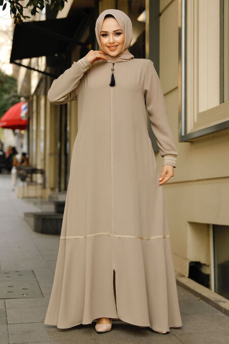 Modest Beige Dubai Abaya 62101BEJ - NEVA STYLE