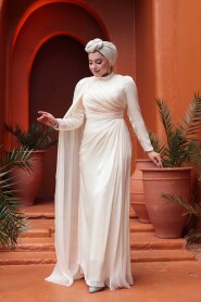 Modest Beige Engagement Dress 5296BEJ - 1