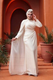 Modest Beige Engagement Dress 5296BEJ - 2