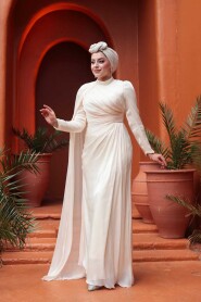 Modest Beige Engagement Dress 5296BEJ - 3