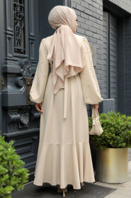 Modest Beige Evening Dress 30022BEJ - 4