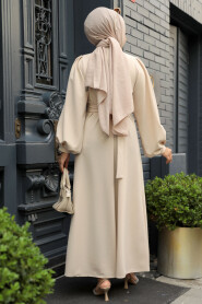 Modest Beige Evening Dress 30031BEJ - 4