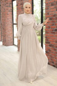 Modest Beige Evening Gown 44081BEJ - 1