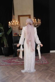 Modest Beige Evening Gown 52554BEJ - 6