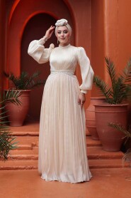 Modest Beige Evening Gown 52751BEJ - 3