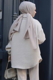 Modest Beige Felt Jacket 30142BEJ - 3