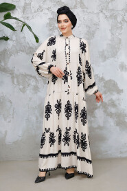 Modest Beige Floral Dress 25491BEJ - 3